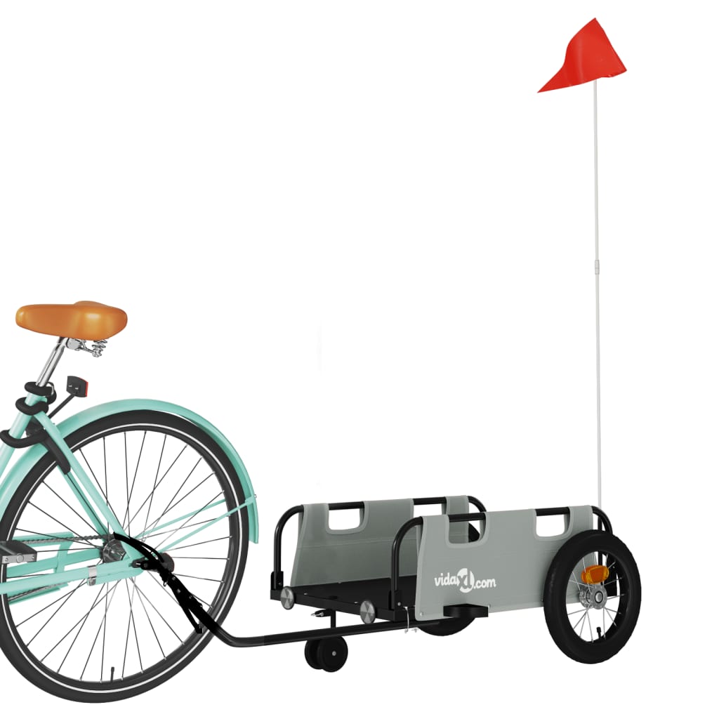 Vidaxl remorque vélo tissu oxford et gris fer