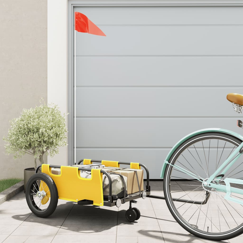 Vidaxl remorque vélo tissu oxford et fer jaune
