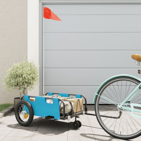 Vidaxl remorque vélo tissu oxford et fer bleu