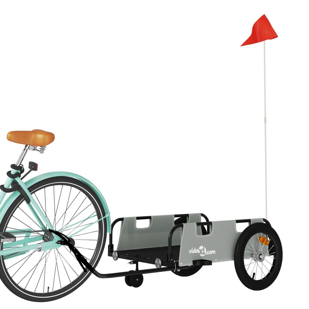 Vidaxl remorque vélo tissu oxford et gris fer