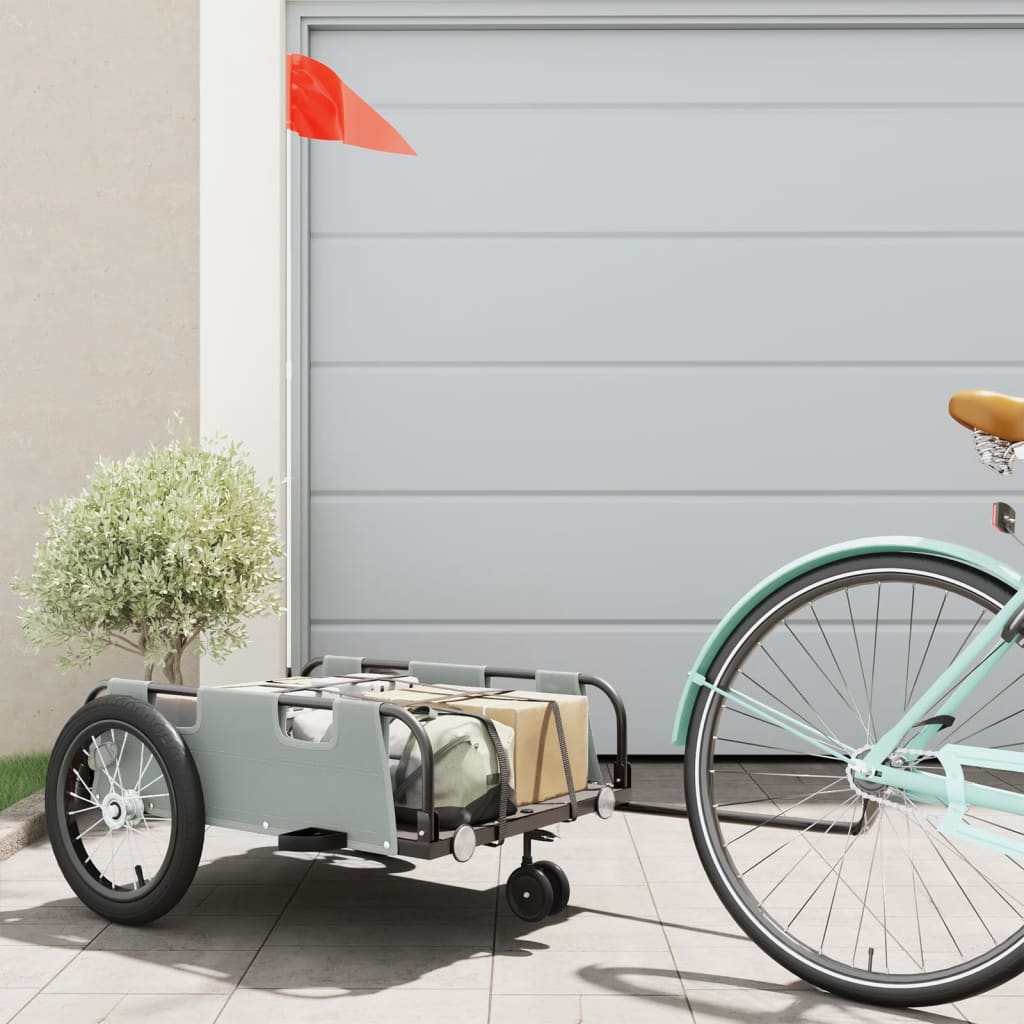 Vidaxl remorque vélo tissu oxford et gris fer