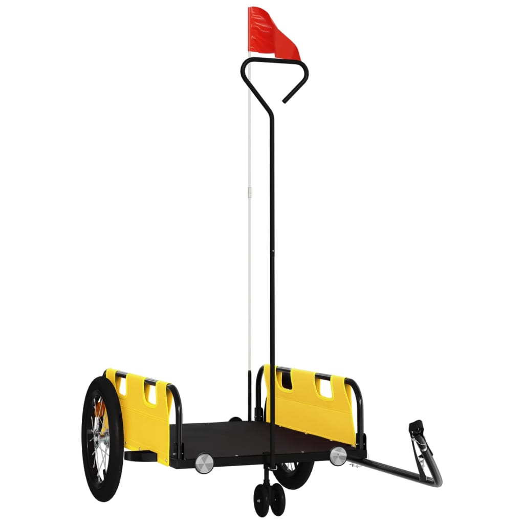 Vidaxl remorque vélo tissu oxford et fer jaune