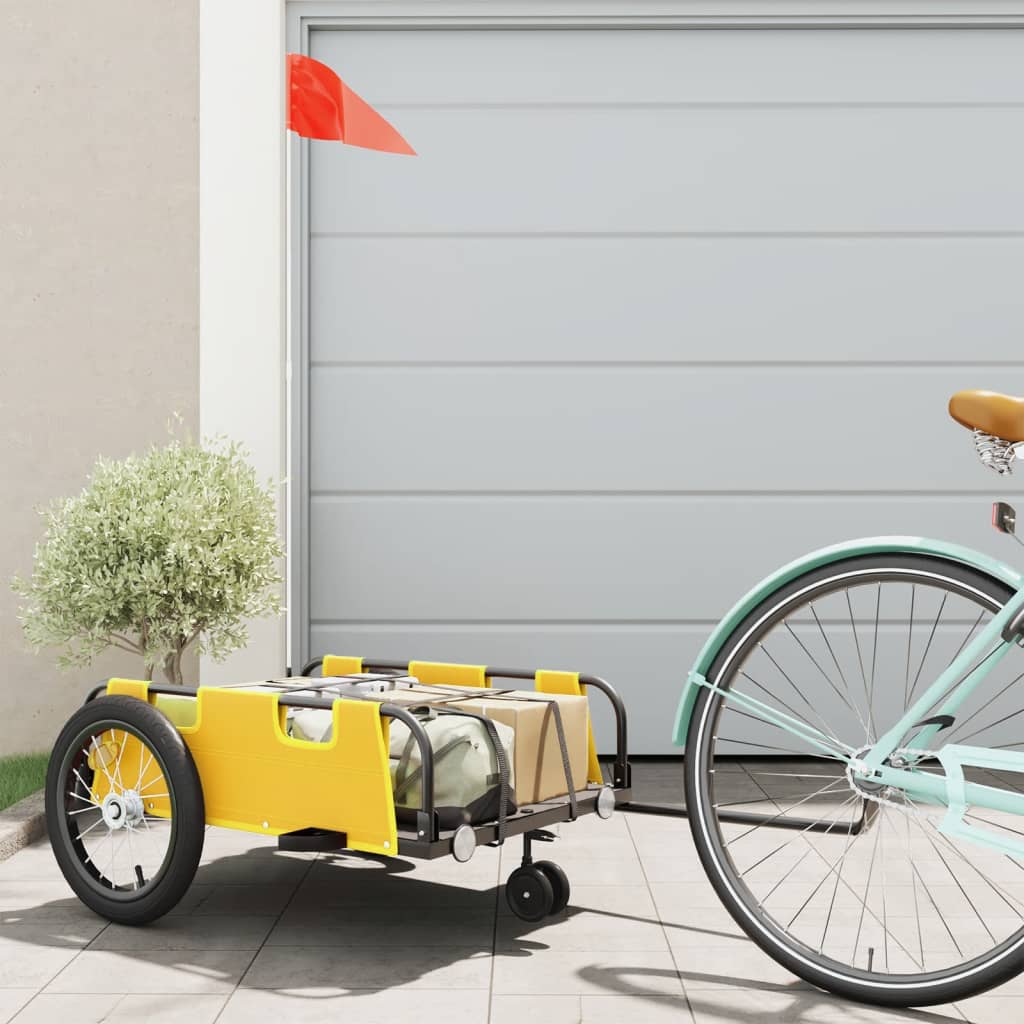 Vidaxl remorque vélo tissu oxford et fer jaune