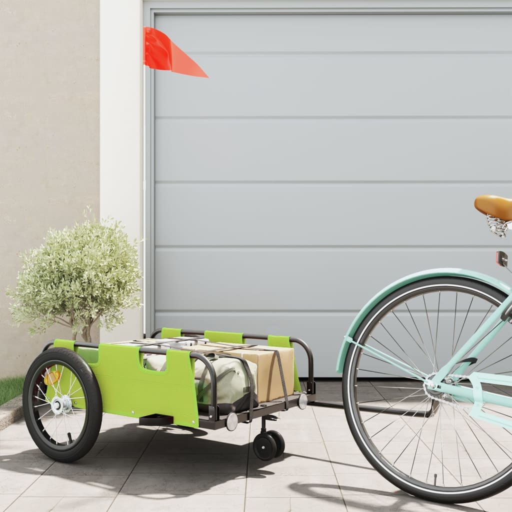 Vidaxl Bicycle Trailer Tessuto Oxford e Green di ferro