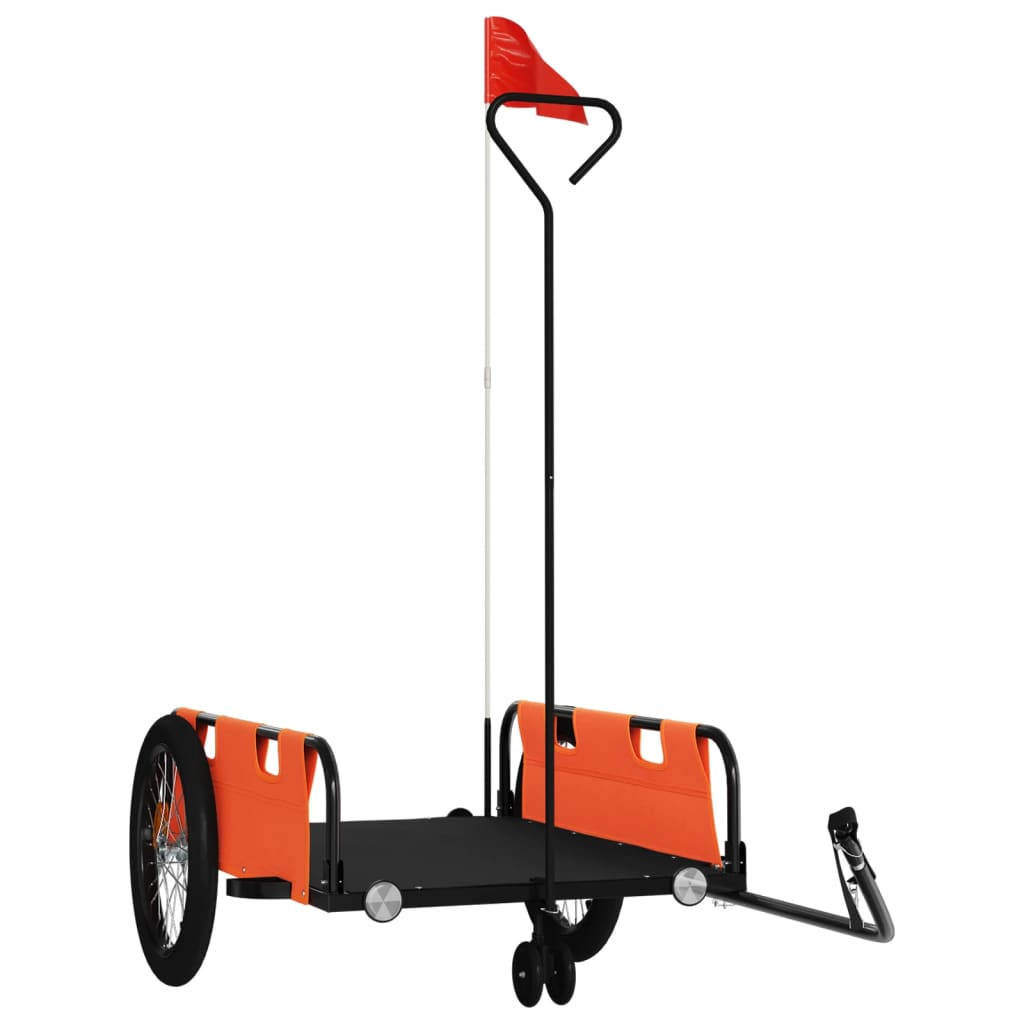 Vidaxl remorque vélo tissu oxford et fer orange et noir