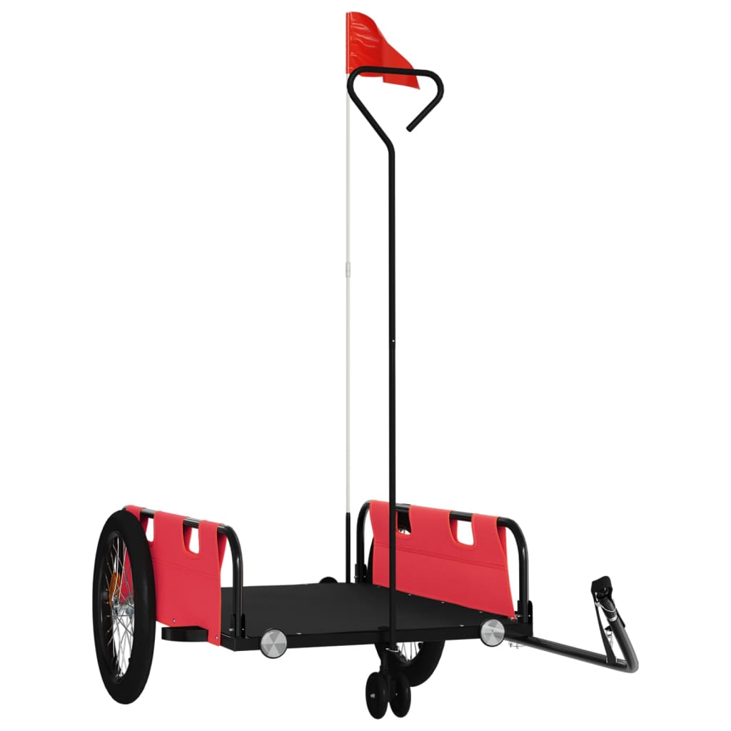 Vidaxl remorque vélo tissu oxford et fer rouge et noir