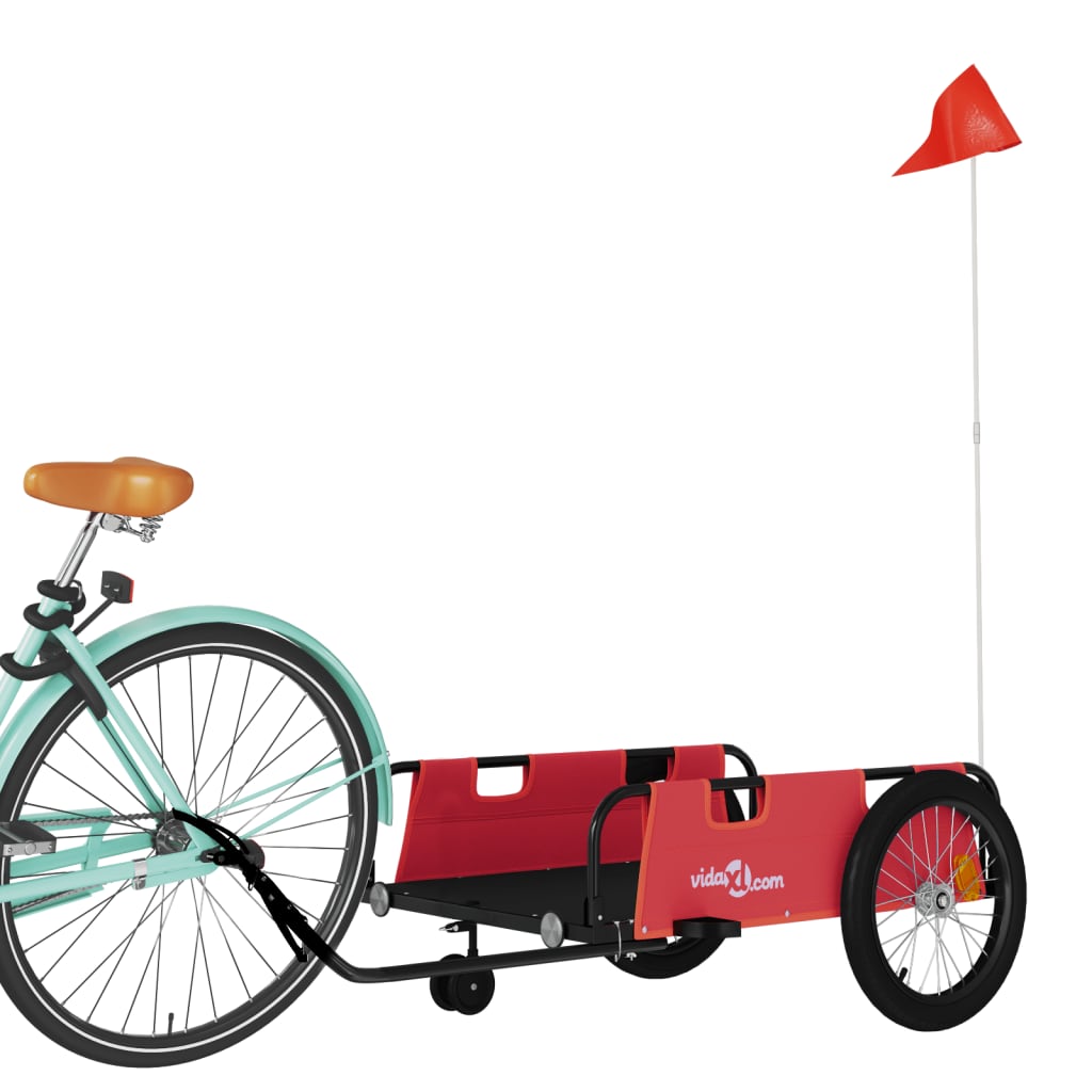 Vidaxl Bicycle Trailer Tessuto Oxford e Rosso di ferro e nero