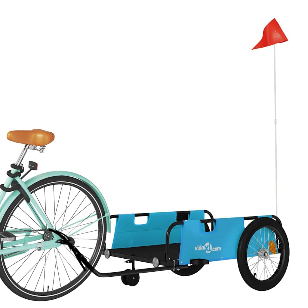 Vidaxl remorque vélo tissu oxford et fer bleu et noir