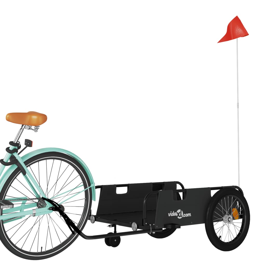 Vidaxl remorque vélo tissu oxford et fer noir