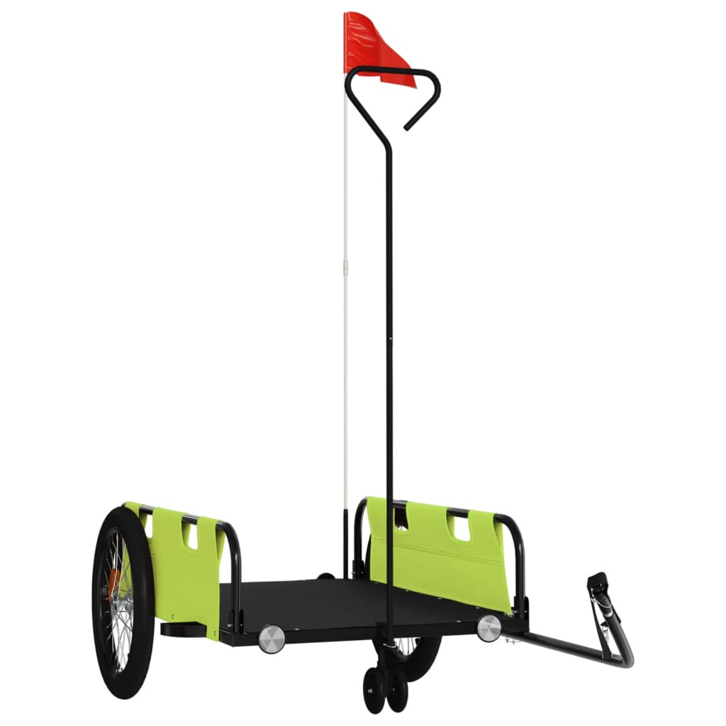 Vidaxl remorque vélo tissu oxford et fer vert et noir