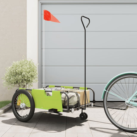 Vidaxl remorque vélo tissu oxford et fer vert et noir