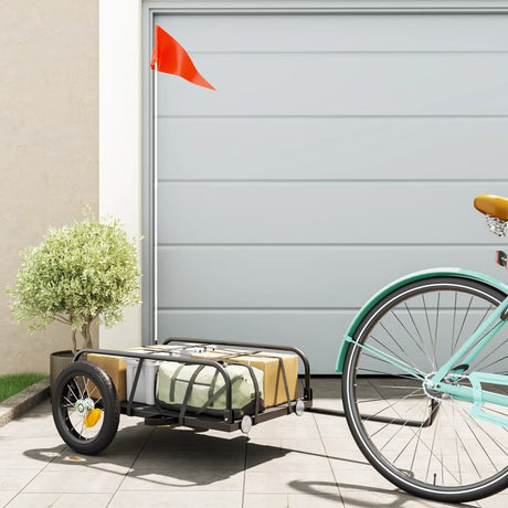 VidaXL remorque à vélo 122x53x31 cm fer noir
