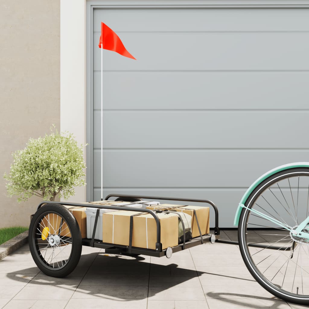 VidaXL remorque à vélo 135x70x37 cm fer noir