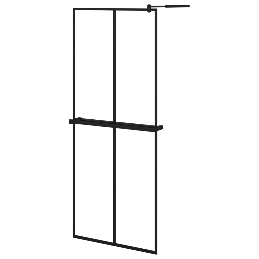 Vidaxl walk-in walk-in wall con scaffale 80x195 cm ESG-Glas Alluminium nero