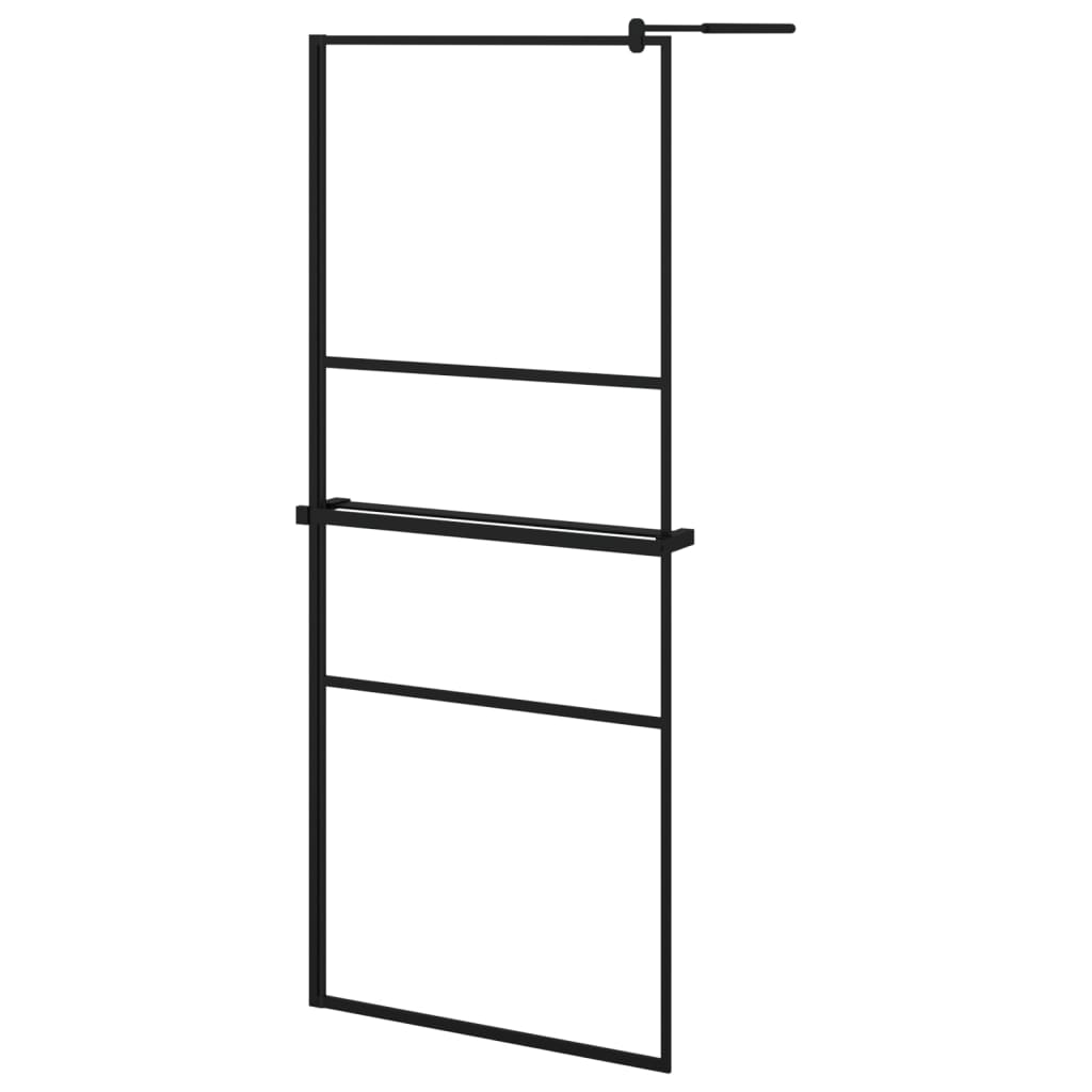 Vidaxl walk-in brusevæg med hylde 80x195 cm esg-glas aluminium sort