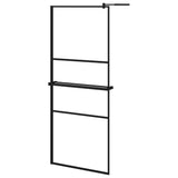 Vidaxl walk-in brusevæg med hylde 80x195 cm esg-glas aluminium sort