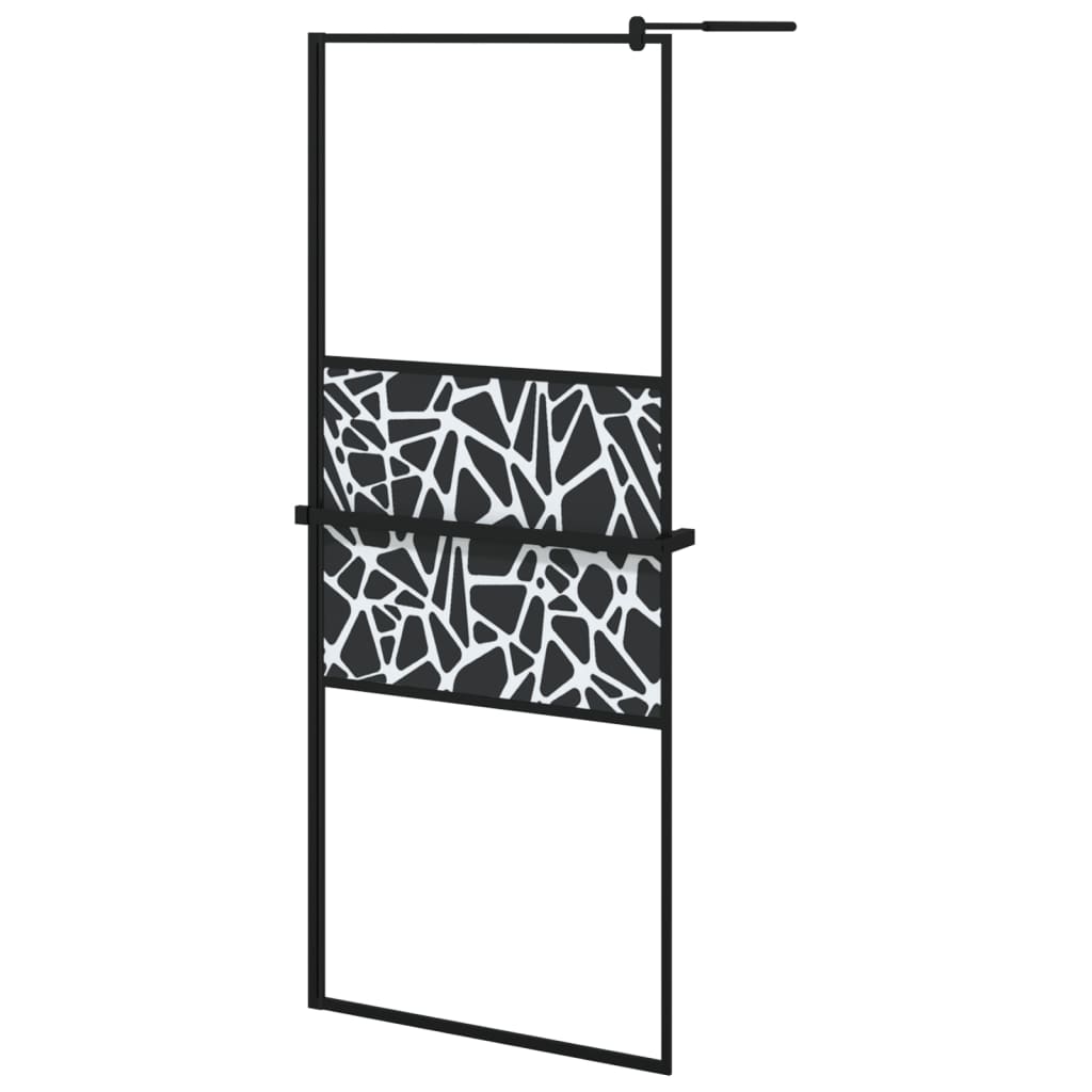 Vidaxl walk-in brusevæg med hylde 80x195 cm esg-glas aluminium sort