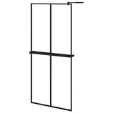 Vidaxl walk-in brusevæg med hylde 90x195 cm esg-glas aluminium sort