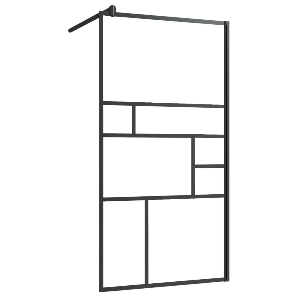 Vidaxl walk-in brusevæg med hylde 90x195 cm esg-glas aluminium sort