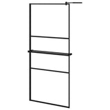 Vidaxl walk-in brusevæg med hylde 90x195 cm esg-glas aluminium sort