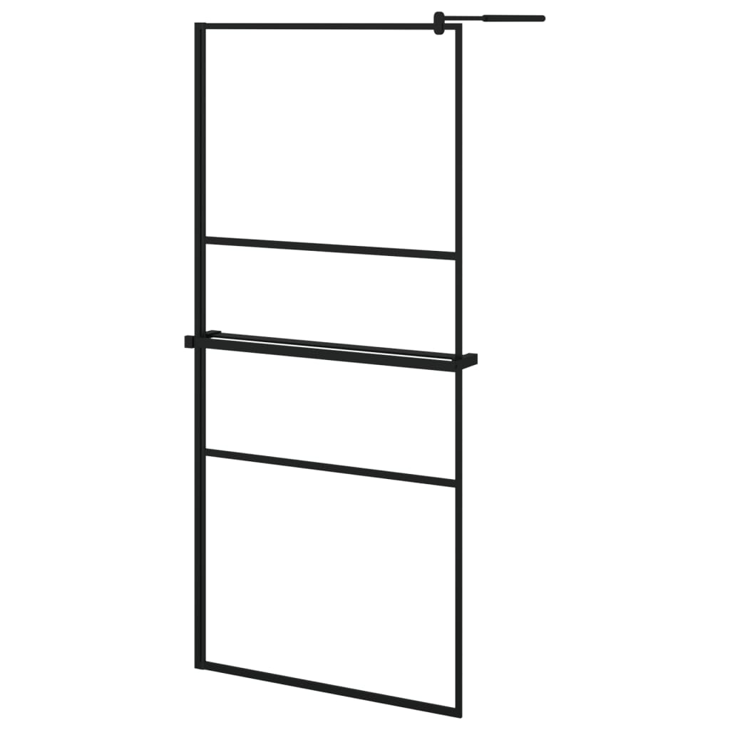 Vidaxl walk-in brusevæg med hylde 90x195 cm esg-glas aluminium sort