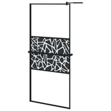 Vidaxl walk-in brusevæg med hylde 90x195 cm esg-glas aluminium sort