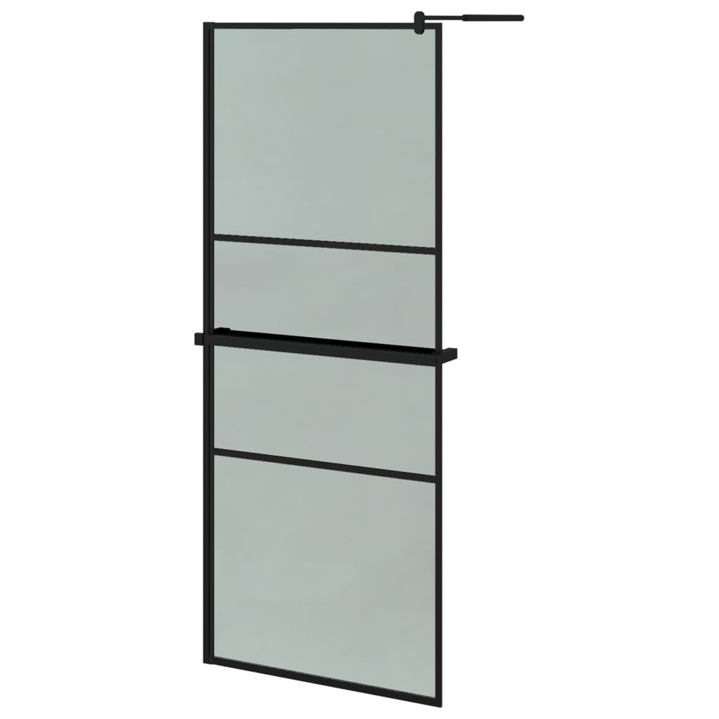 Vidaxl walk-in brusevæg med hylde 90x195 cm esg-glas aluminium sort