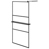 Vidaxl walk-in dusjvegg med hylle 100x195 cm esg-glas aluminium svart