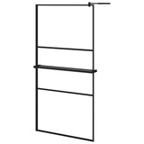 Vidaxl Walk-In Shower Wall con scaffale 100x195 cm ESG-Glas Alluminium nero