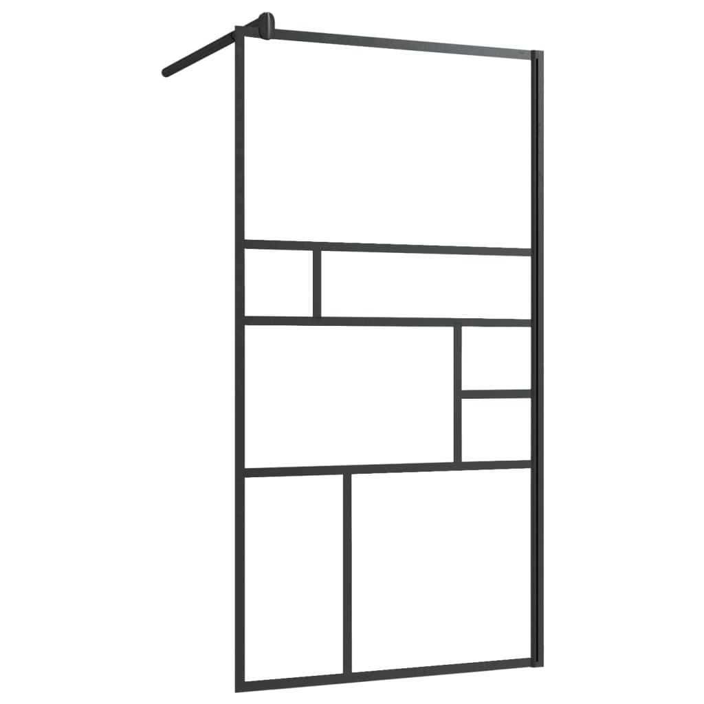 VidaXL Inloopdouchewand met schap 115x195 cm ESG-glas aluminium zwart