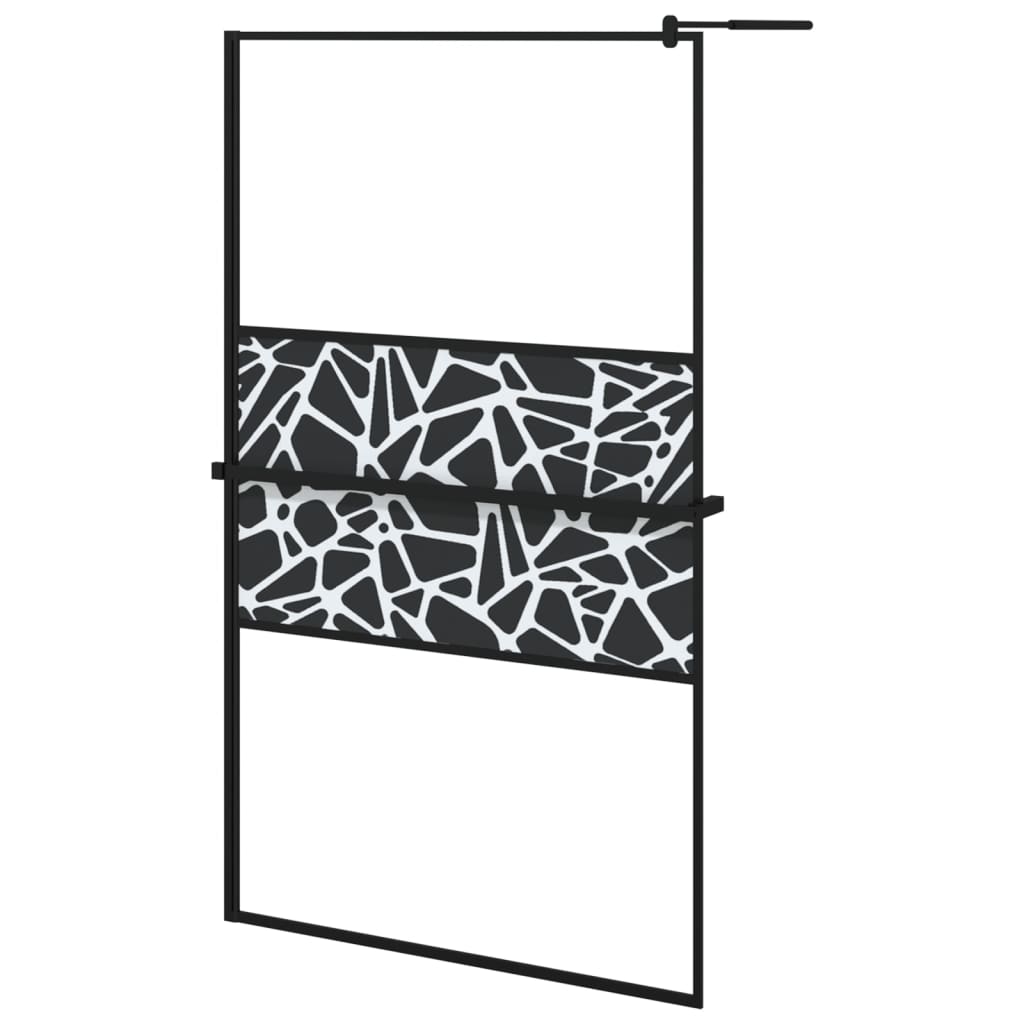 Vidaxl Walk-In Sprchová stěna s policí 115x195 cm esg-glas hliníková černá