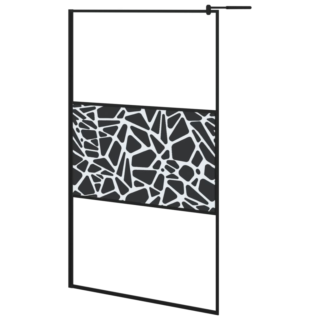 Vidaxl Walk-In Sprchová stěna s policí 115x195 cm esg-glas hliníková černá