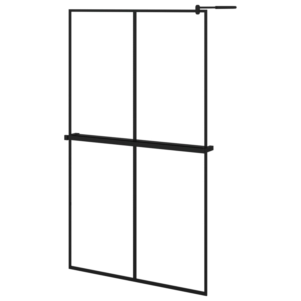 Vidaxl Walk-In Shower Wall con scaffale 118x190 cm ESG-Glas Alluminio nero