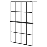 Vidaxl Walk-In Shower Wall con scaffale 118x190 cm ESG-Glas Alluminio nero