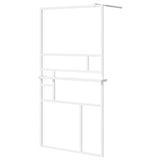 Vidaxl walk-in brusevæg med hylde 115x195 cm ESG-Glas Aluminium White