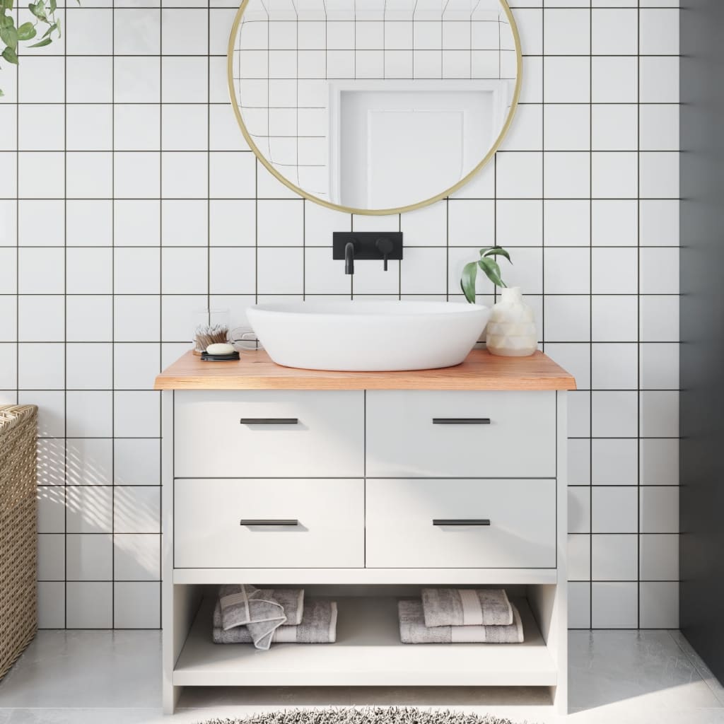 Vidaxx plan vasque 100x50x2 bois massif traité marron clair