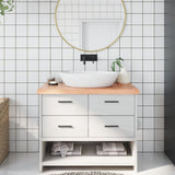 Vidaxx plan de lavabo 100x50x (2-6) cm bois massif traité marron clair