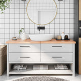 Vidaxx plan de lavabo 160x60x (2-4) cm bois massif traité marron clair