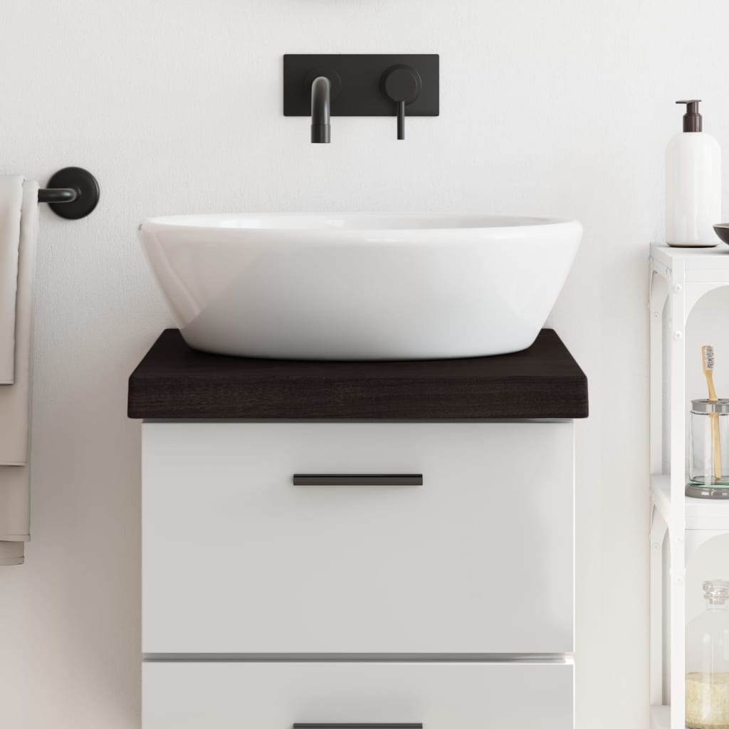 Vidaxl Washbasin Tabella 40x50x (2-6) cm Trattato in legno massiccio marrone scuro