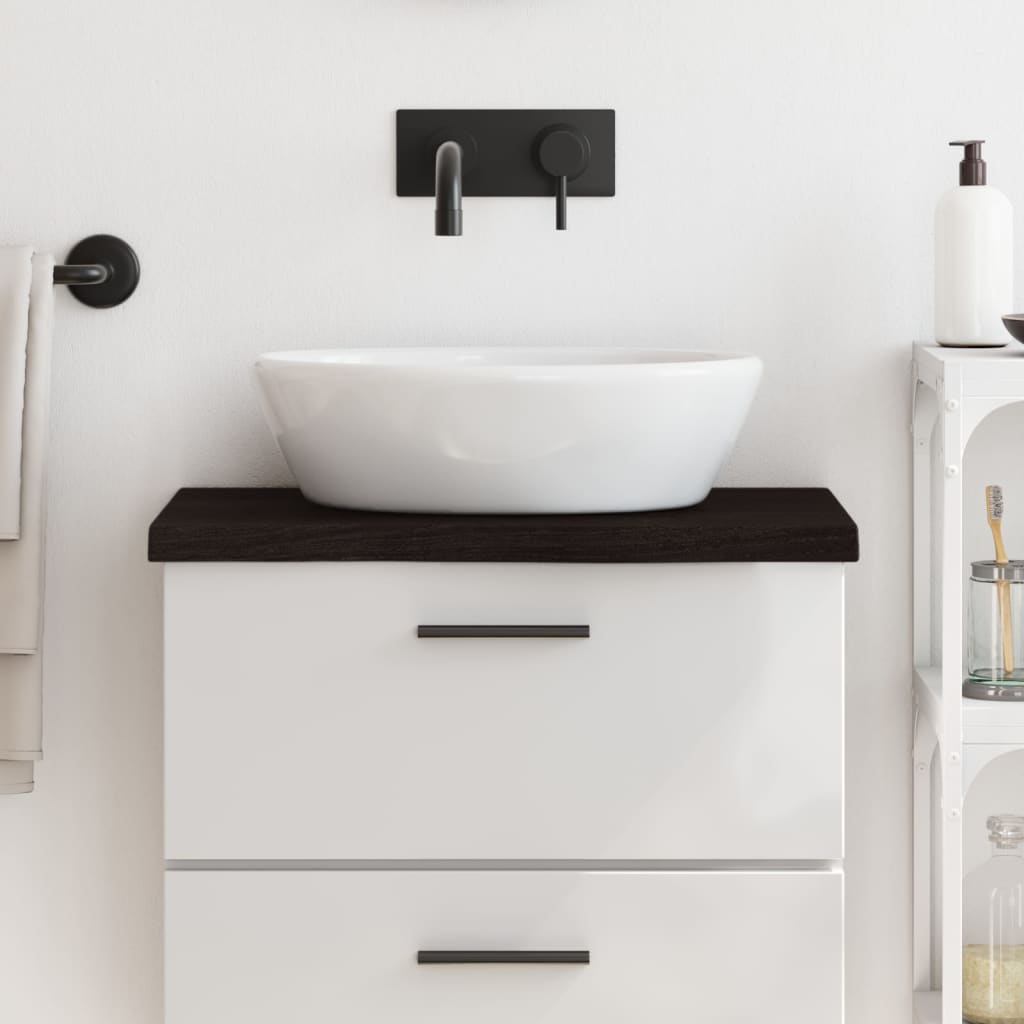 Vidaxl Washbasin Hoja 60x30x (2-4) CM Mada maciza tratada marrón oscuro