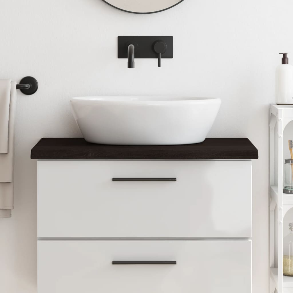 Vidaxl Washbasin Tabella 80x40x (2-4) cm Trattato in legno massiccio marrone scuro