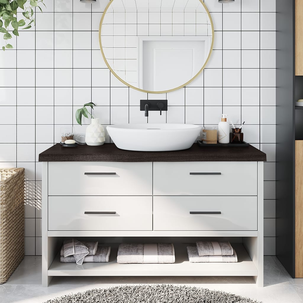 Vidaxx plan de lavabo 100x30x (2-6) cm bois massif traité marron foncé