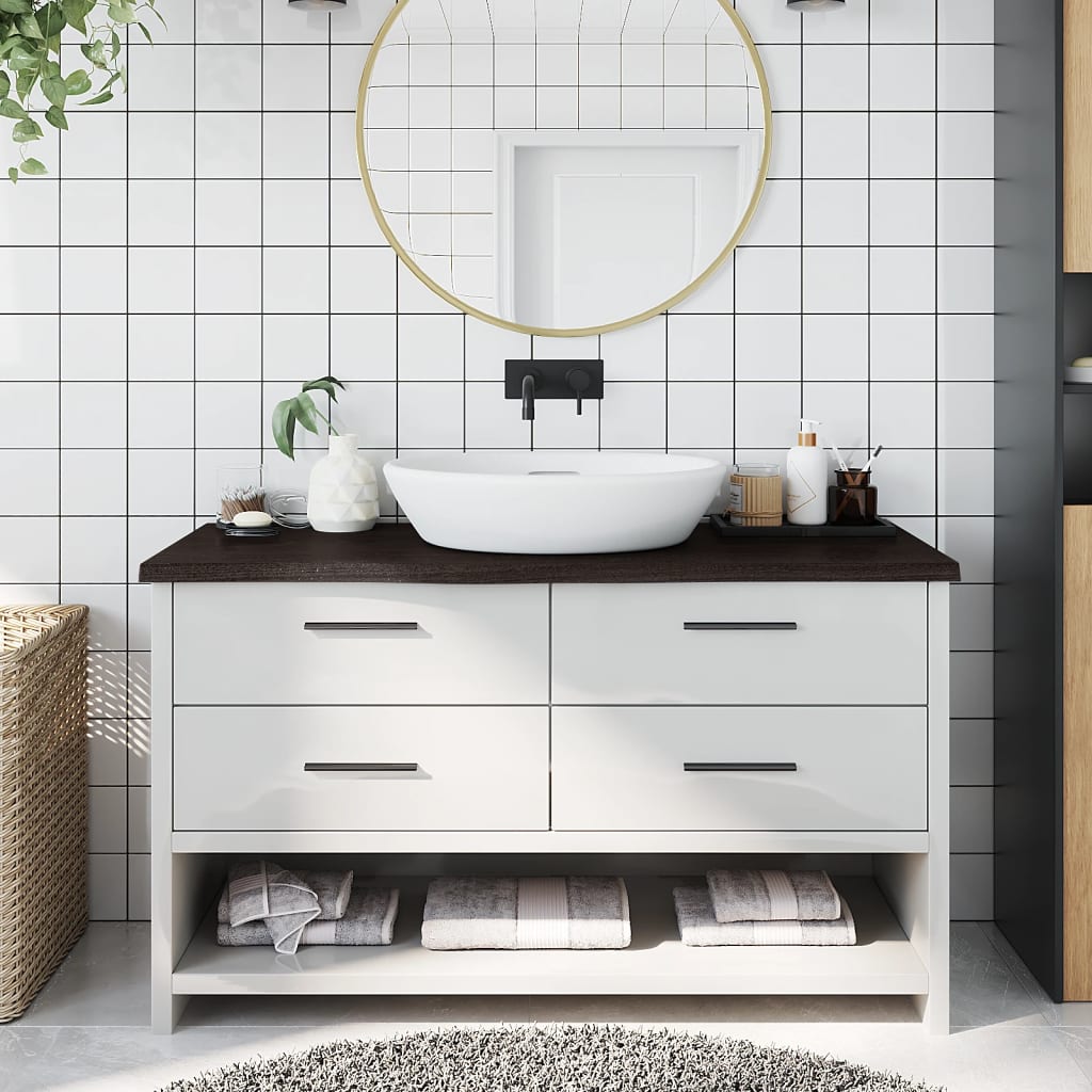 Vidaxx plan de lavabo 100x40x (2-4) cm bois massif traité marron foncé