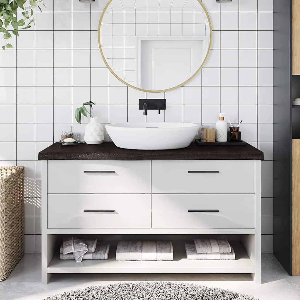 Vidaxx plan de lavabo 100x40x (2-6) cm bois massif traité marron foncé