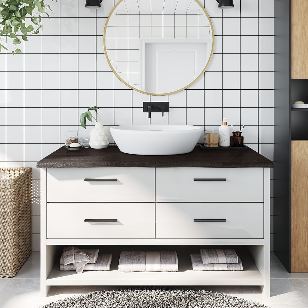 Vidaxx plan de lavabo 100x50x (2-4) cm bois massif traité marron foncé