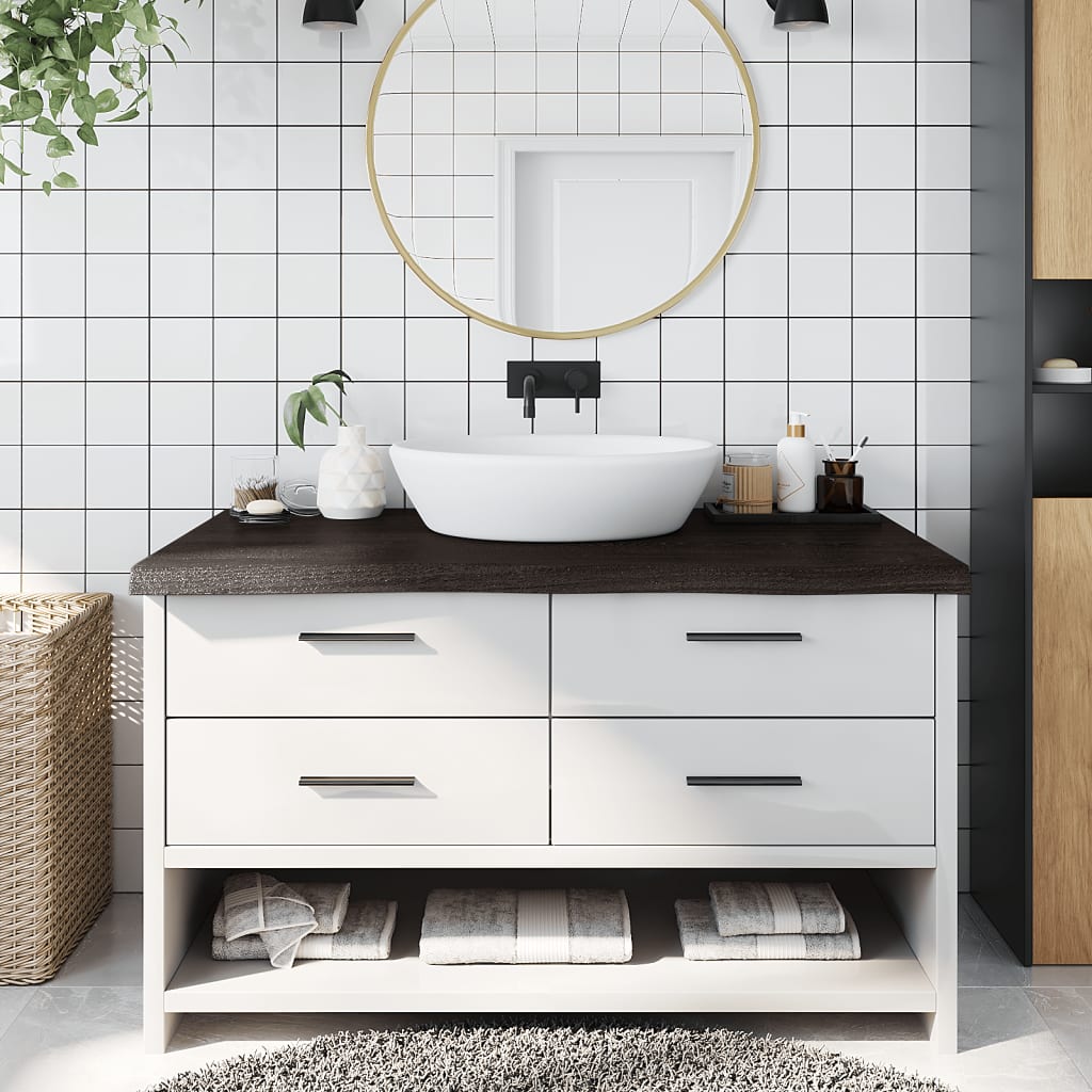 Vidaxx plan de lavabo 100x50x (2-6) cm bois massif traité marron foncé