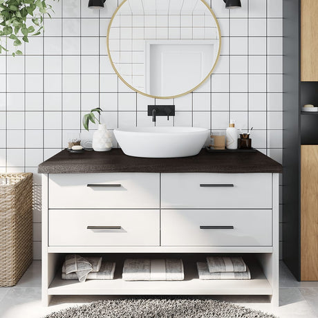 Vidaxx plan de lavabo 100x50x (2-6) cm bois massif traité marron foncé