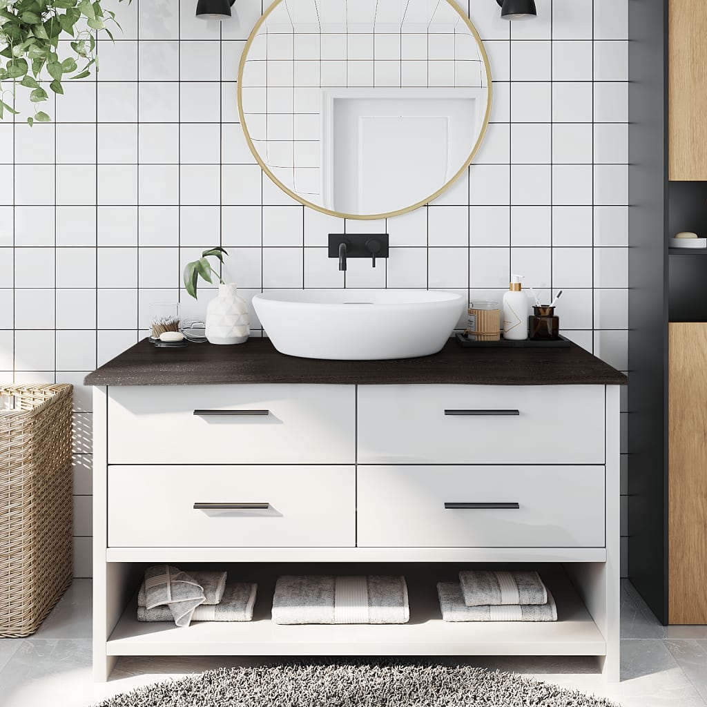 Vidaxx plan de lavabo 100x60x2 cm bois massif traité marron foncé