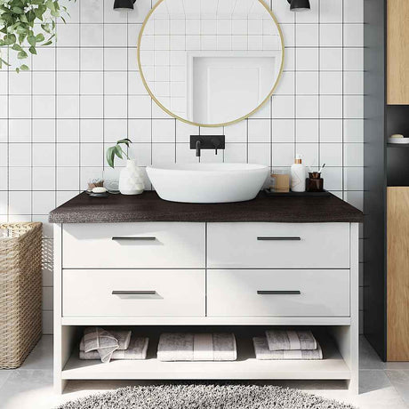 Vidaxx plan de lavabo 100x60x (2-6) cm bois massif traité marron foncé
