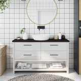 Vidaxx plan de lavabo 120x30x (2-4) cm bois massif traité marron foncé